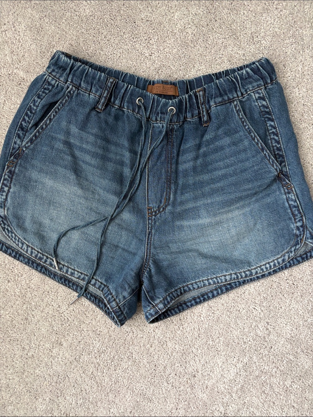 Judy Blue Washed Blue Drawstring Denim Shorts